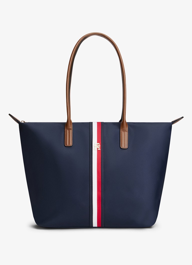 Tommy Hilfiger Dames Shopper met logo in de kleur Donkerblauw