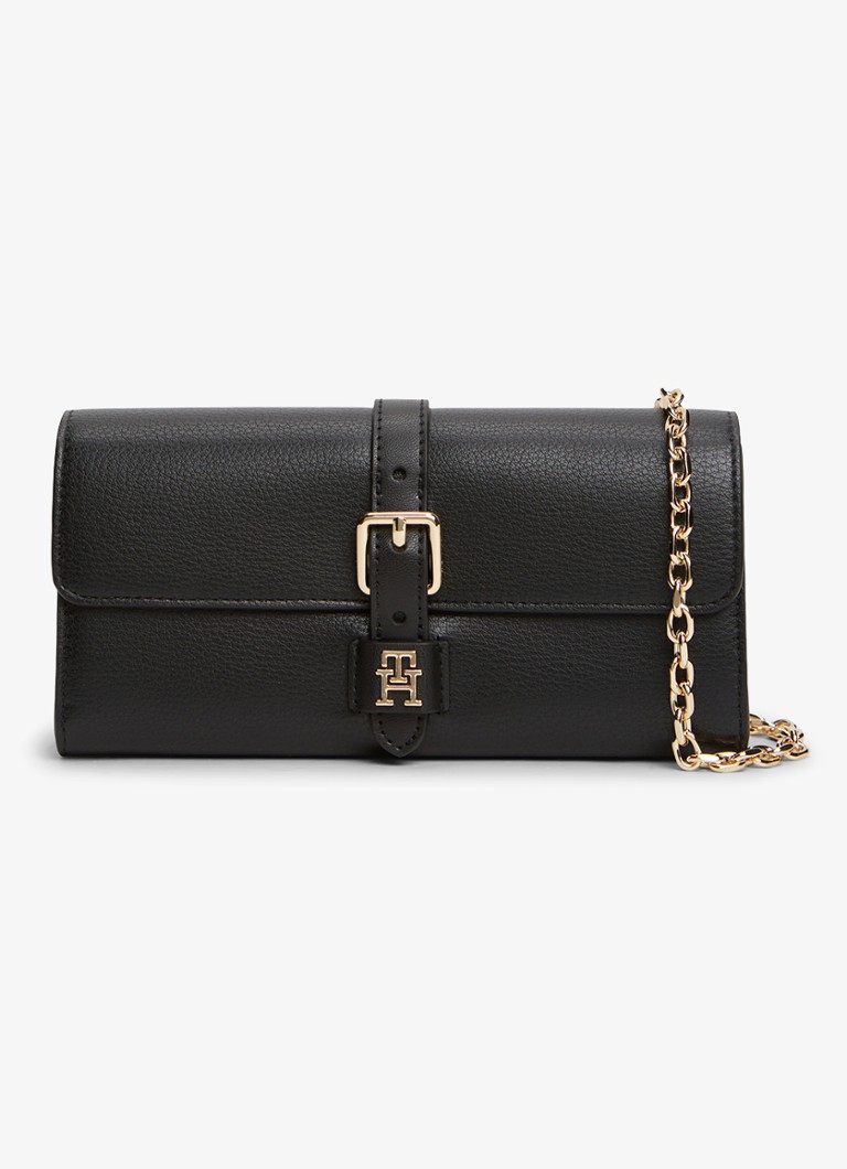 Tommy Hilfiger Dames Portemonnee met afneembare schouderband in de kleur Zwart