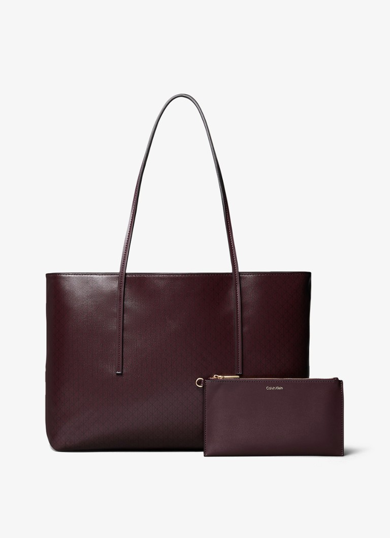 Calvin Klein Dames Schoudertas met logoprint en uitneembaar etui in de kleur Bordeauxrood