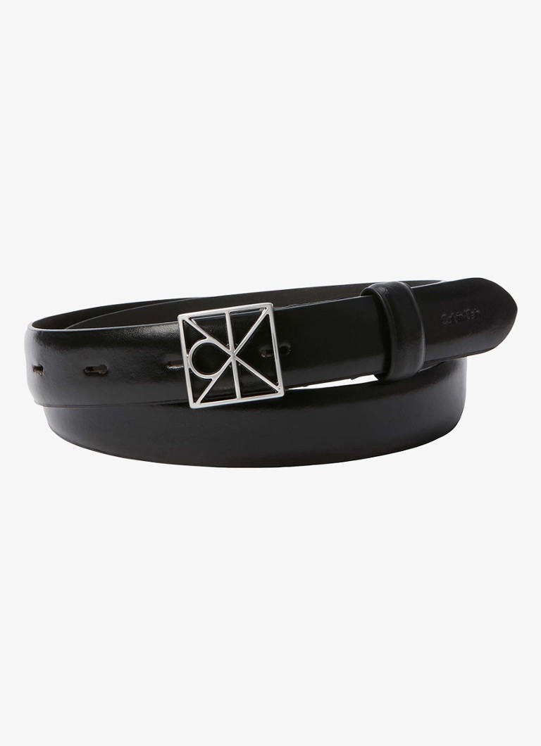 Calvin Klein Dames Riem van leer met logo in de kleur Zwart