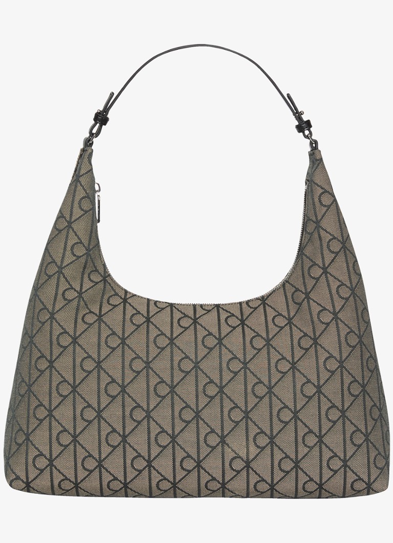 Calvin Klein Dames Schoudertas met logoprint in de kleur Lotus Beige/Black Aop Jqd-8E3 / Zwart
