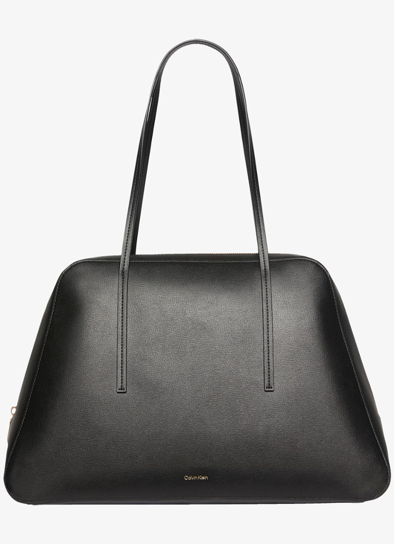 Calvin Klein Dames Schoudertas met logo in de kleur Black/Toasted Coconut-332 / Zwart