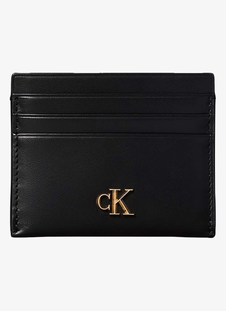 Calvin Klein Dames Pasjeshouder van leer in de kleur Zwart
