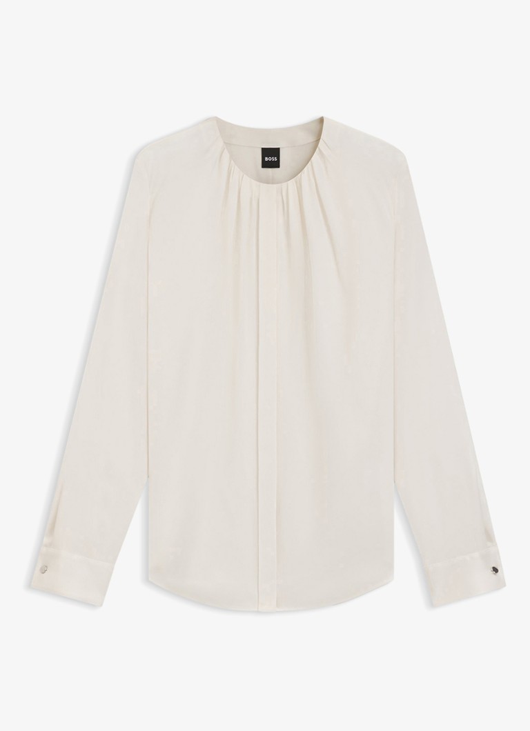 BOSS Dames Banorah blouse in zijdeblend in de kleur Open White-118 / Wit