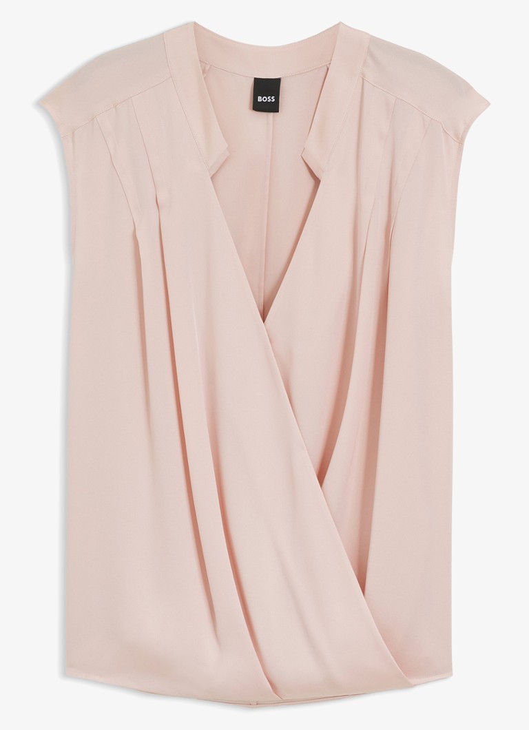 BOSS Dames Basina blouse met plooidetail in de kleur Open Purple-556 / Roze