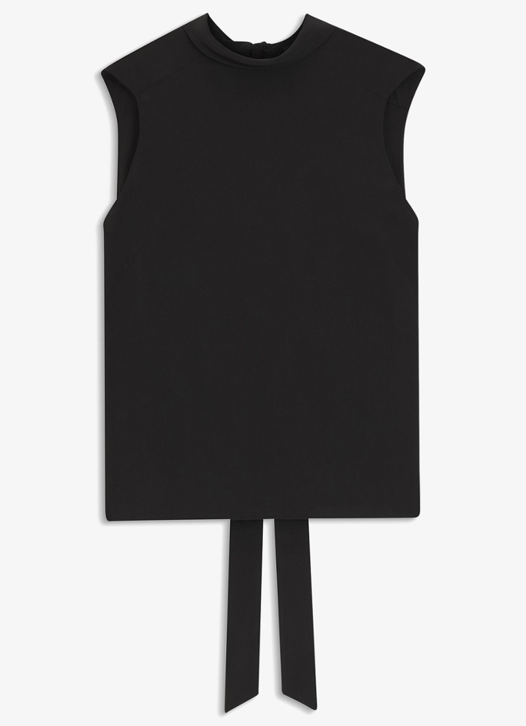 BOSS Dames Top van zijde met strikdetail in de kleur Zwart