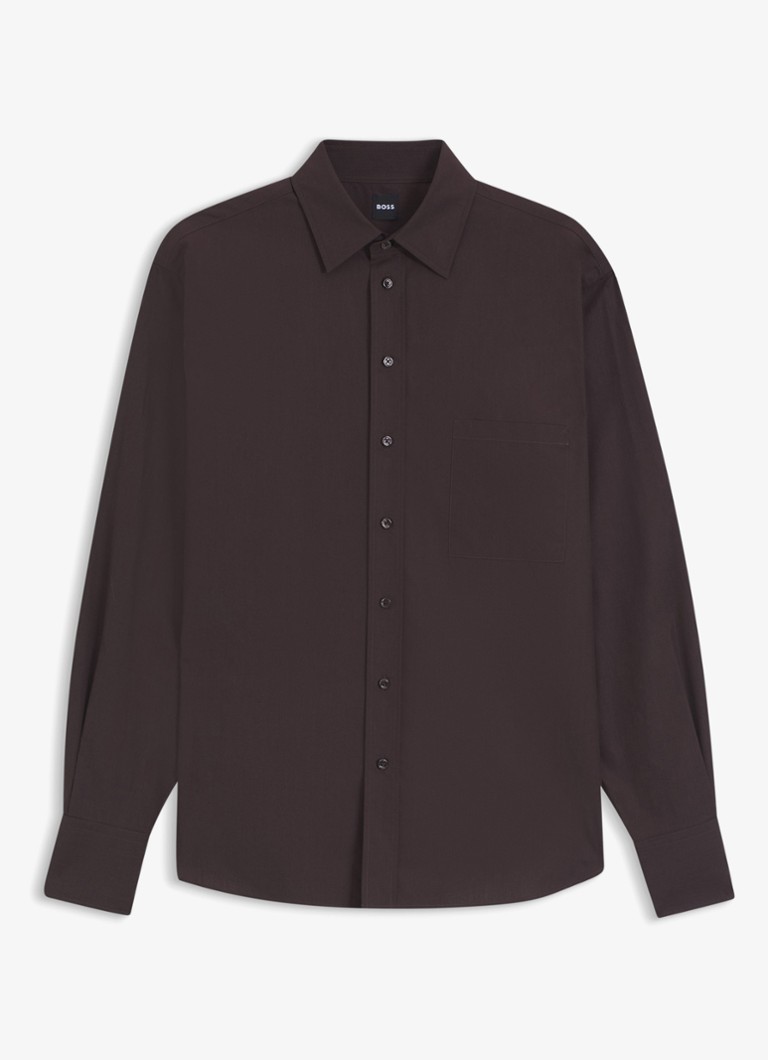 BOSS Dames Blouse met borstzak in de kleur Medium Brown-210 / Bruin