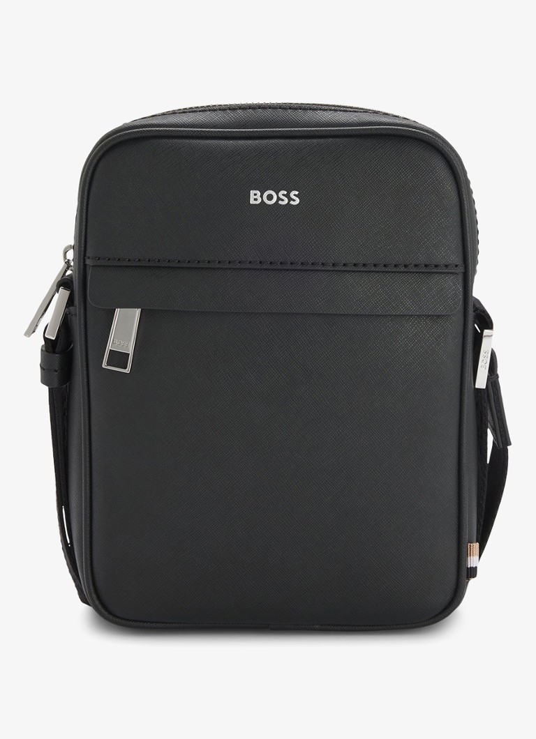 BOSS Heren Zair crossbodytas van leer in de kleur Zwart