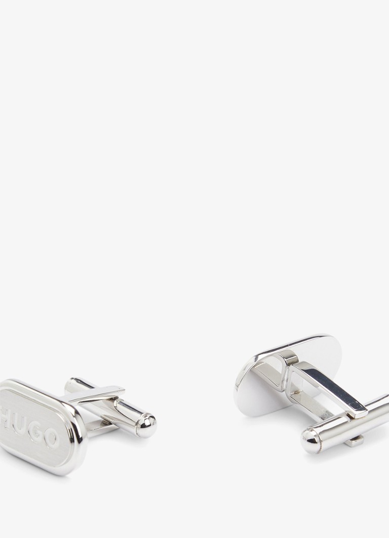 HUGO Heren E-Classic manchetknopen met logo in de kleur Zilver