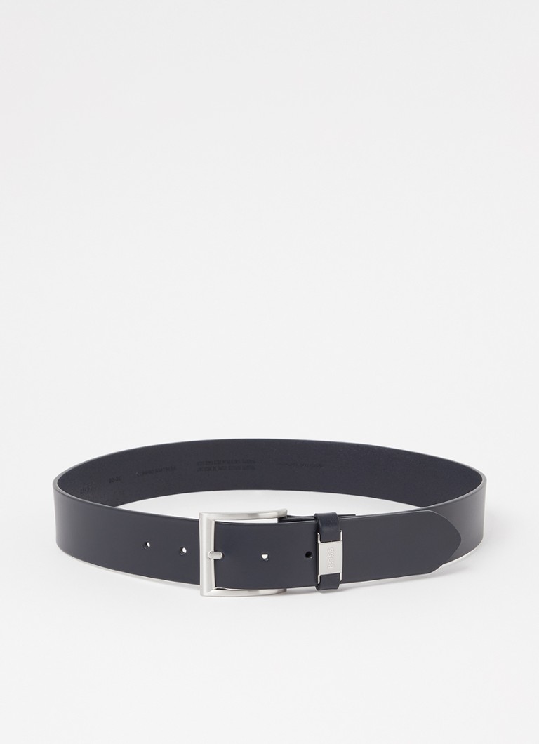 BOSS Heren Riem van leer in de kleur Donkerblauw