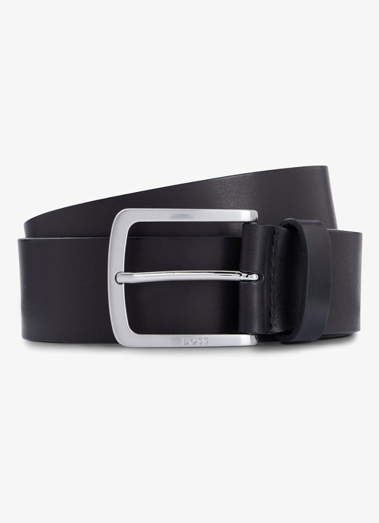 BOSS Heren Riem van leer met logo in de kleur Zwart