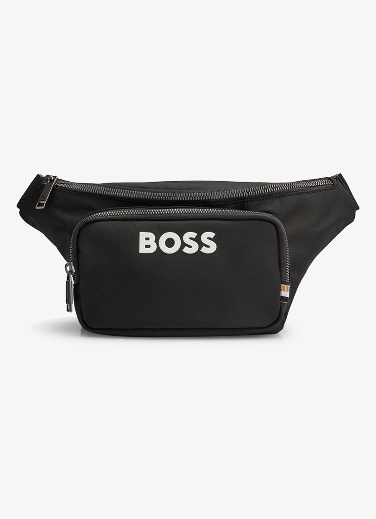 BOSS Heren Catch 3.0 heuptas met logo in de kleur Zwart