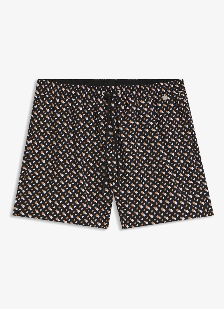 BOSS Heren Manu zwemshorts met logoprint in de kleur Zwart