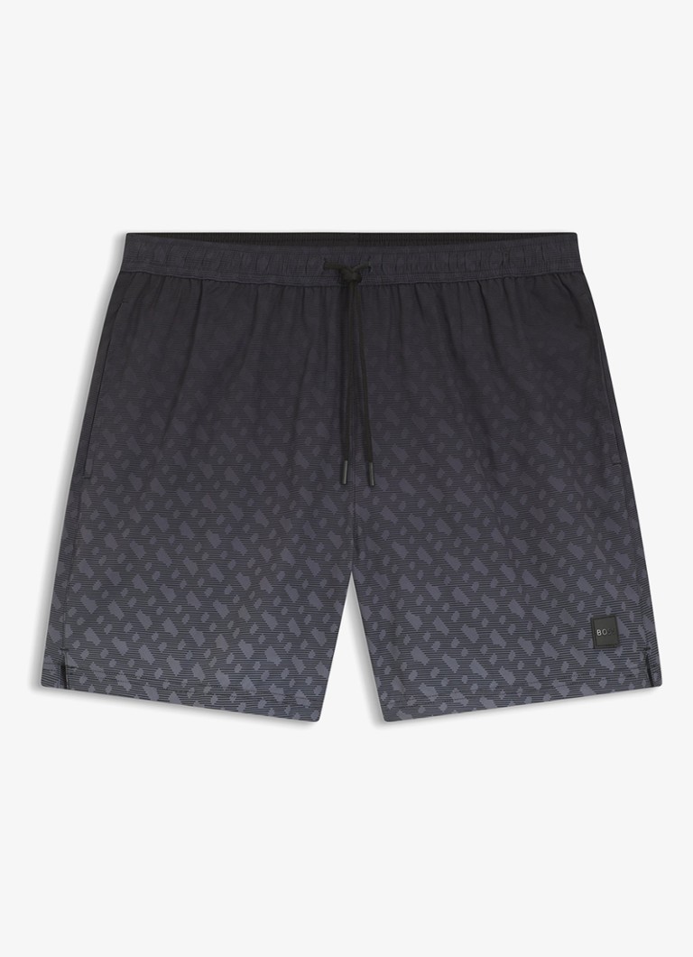 BOSS Heren Vale zwemshorts met logoprint in de kleur Grijs