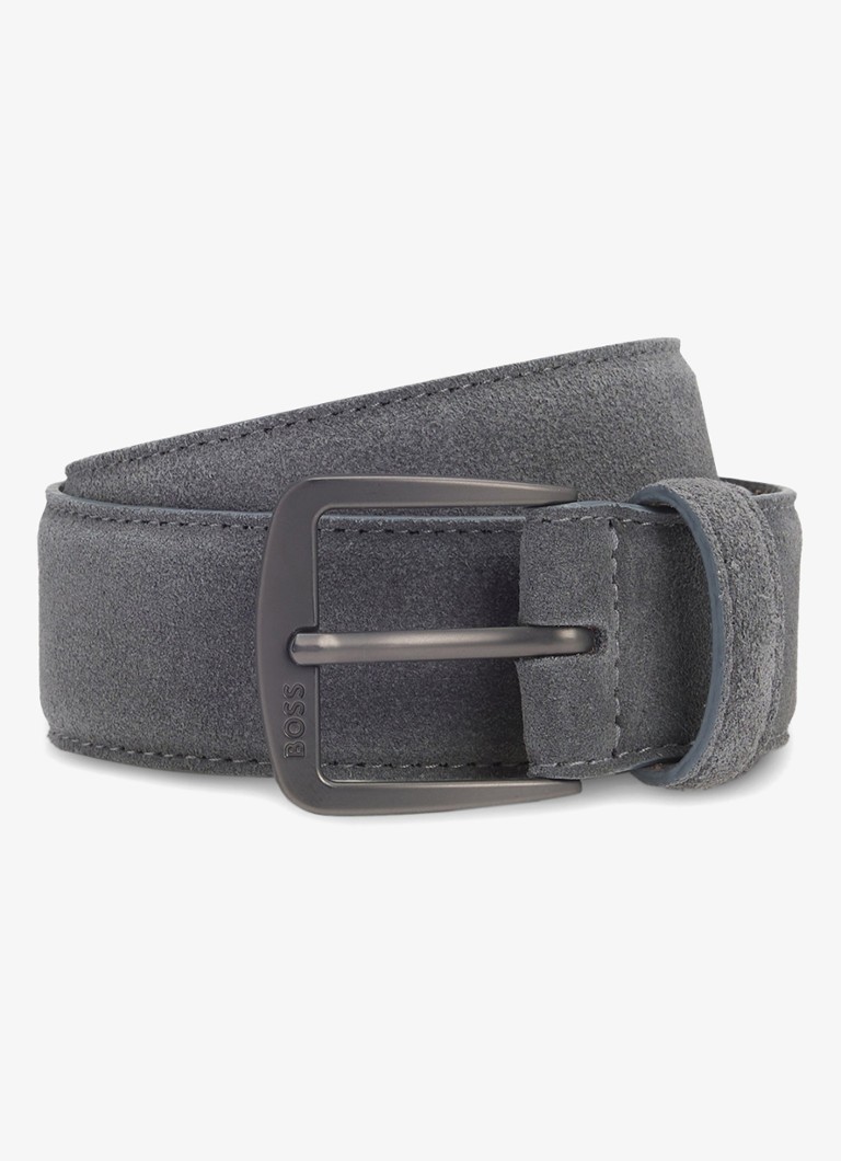 BOSS Heren Riem van suède in de kleur Grijs