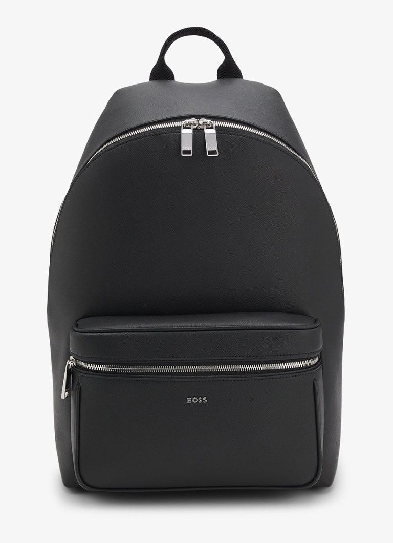 BOSS Heren Rugzak van leer in de kleur Black-001 / Zwart