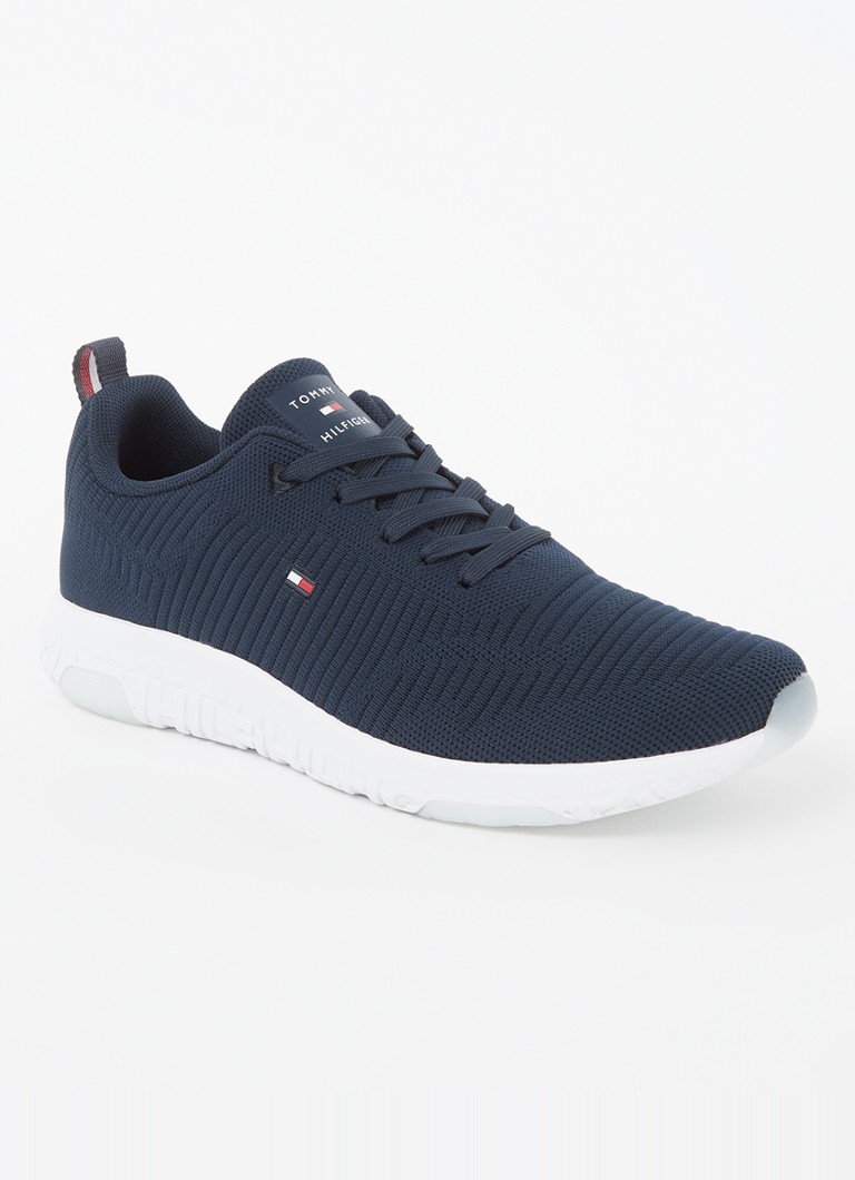 Tommy Hilfiger Heren Corporate Knit sneaker met gebreid bovenwerk in de kleur Donkerblauw