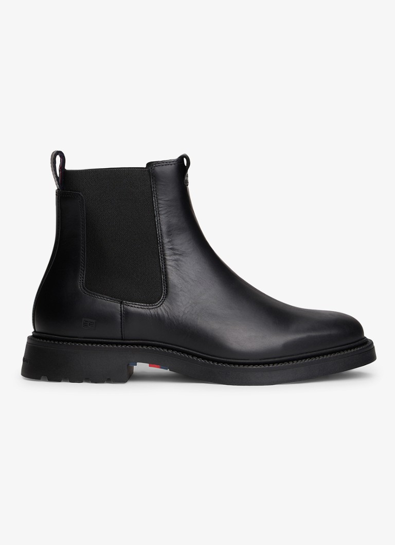 Tommy Hilfiger Heren Chelsea boot van leer in de kleur Zwart