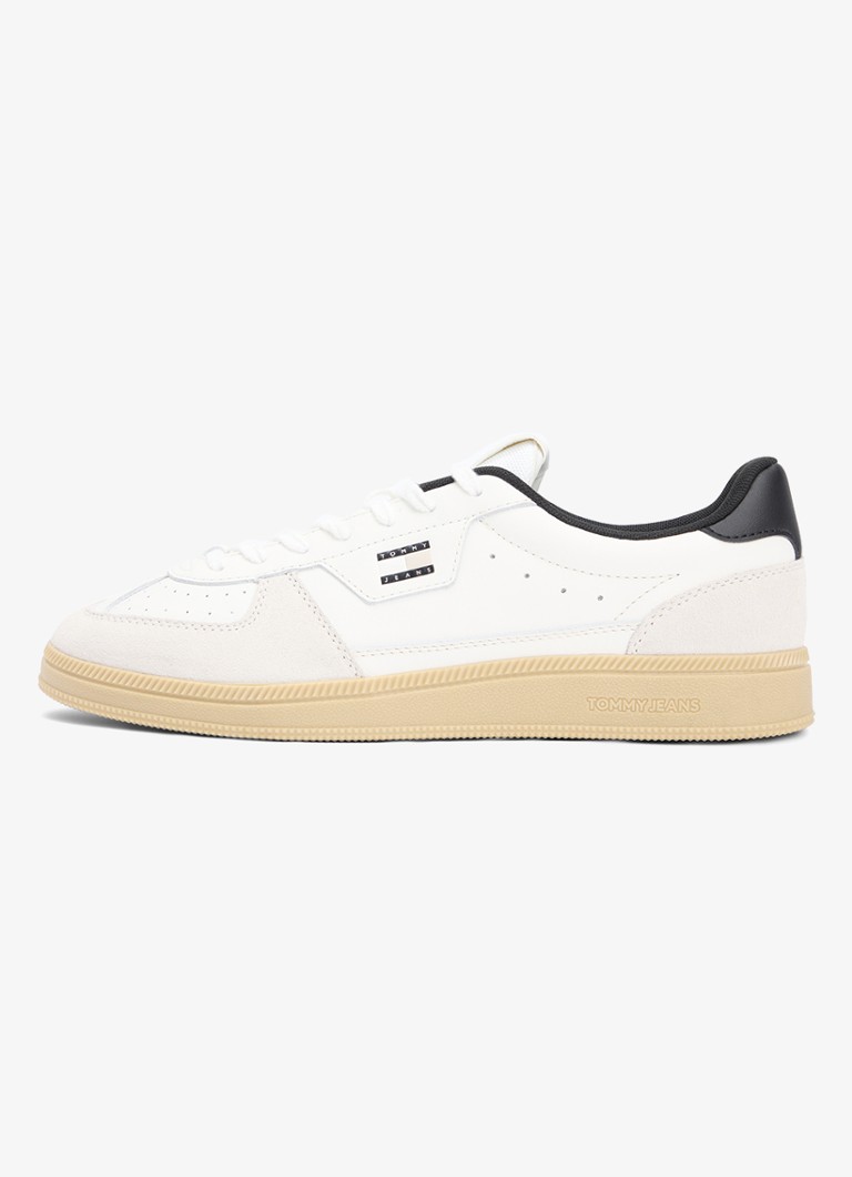 Tommy Hilfiger Heren Sneaker van leer met logo in de kleur Gebroken wit