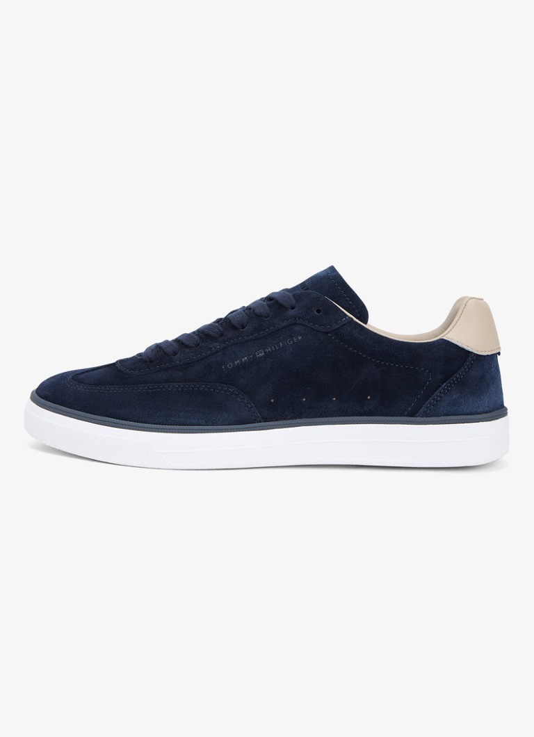 Tommy Hilfiger Heren Sneaker van suède met logo in de kleur Donkerblauw