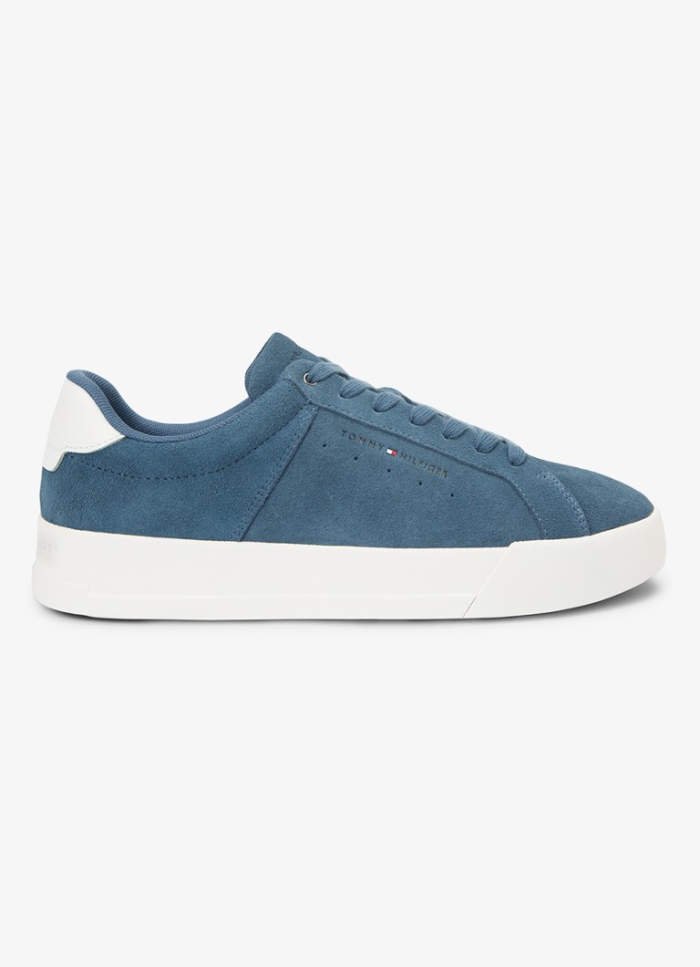 Tommy Hilfiger Heren Sneaker van suède in de kleur Kobaltblauw