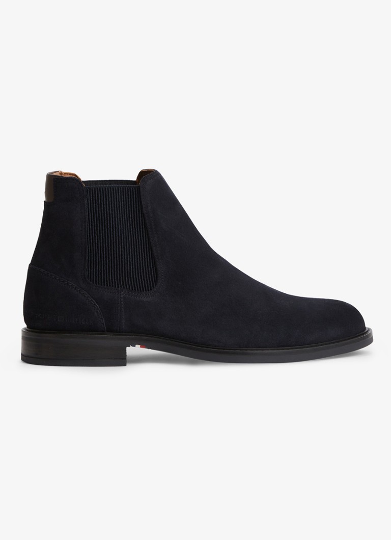 Tommy Hilfiger Heren Chelsea boot van suède in de kleur Donkerblauw