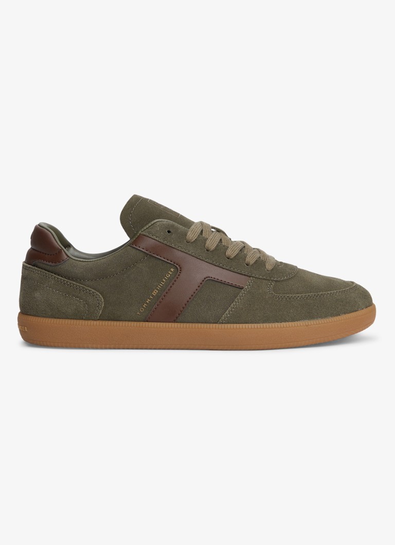 Tommy Hilfiger Heren Sneakers van suède in de kleur Olijfgroen