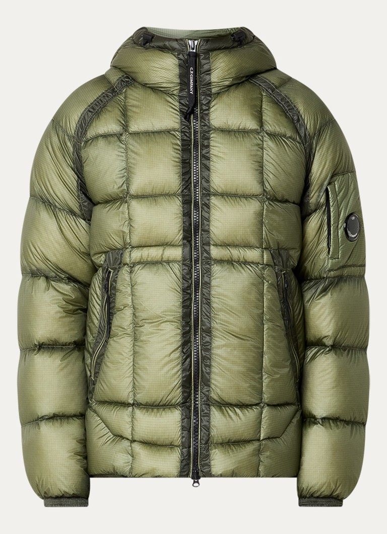 C.P. Company Heren Puffer jack met donsvulling en logo in de kleur Mosgroen, maat: xxl