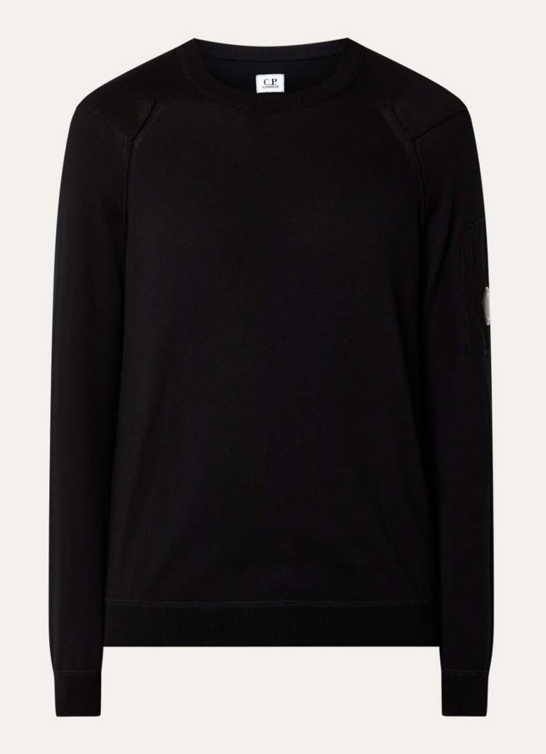 C.P. Company Heren Fijngebreide pullover met ronde hals in de kleur Zwart, maat: M