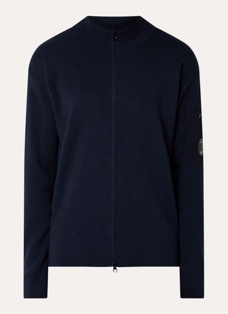 C.P. Company Heren Fijngebreid vest met opstaande kraag in de kleur Donkerblauw, maat: XL