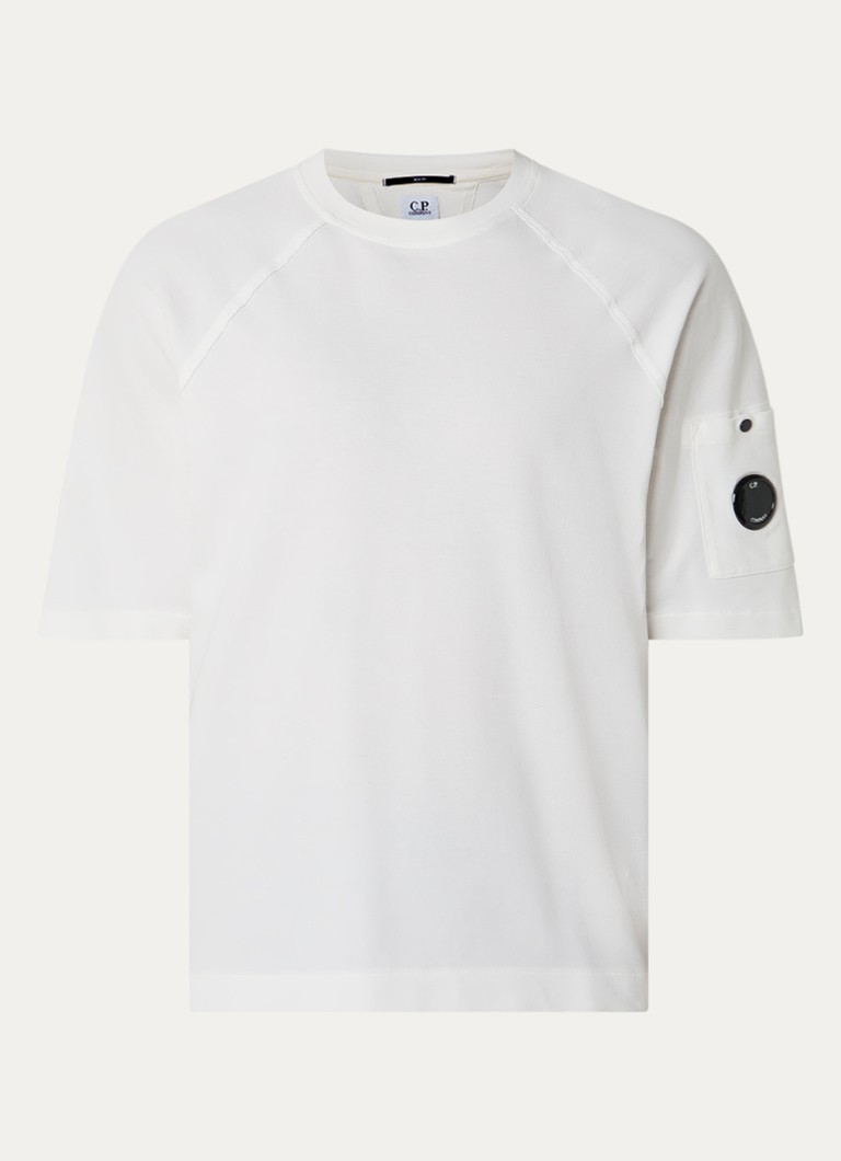 C.P. Company Heren T-shirt met logo in de kleur Ivoor, maat: L