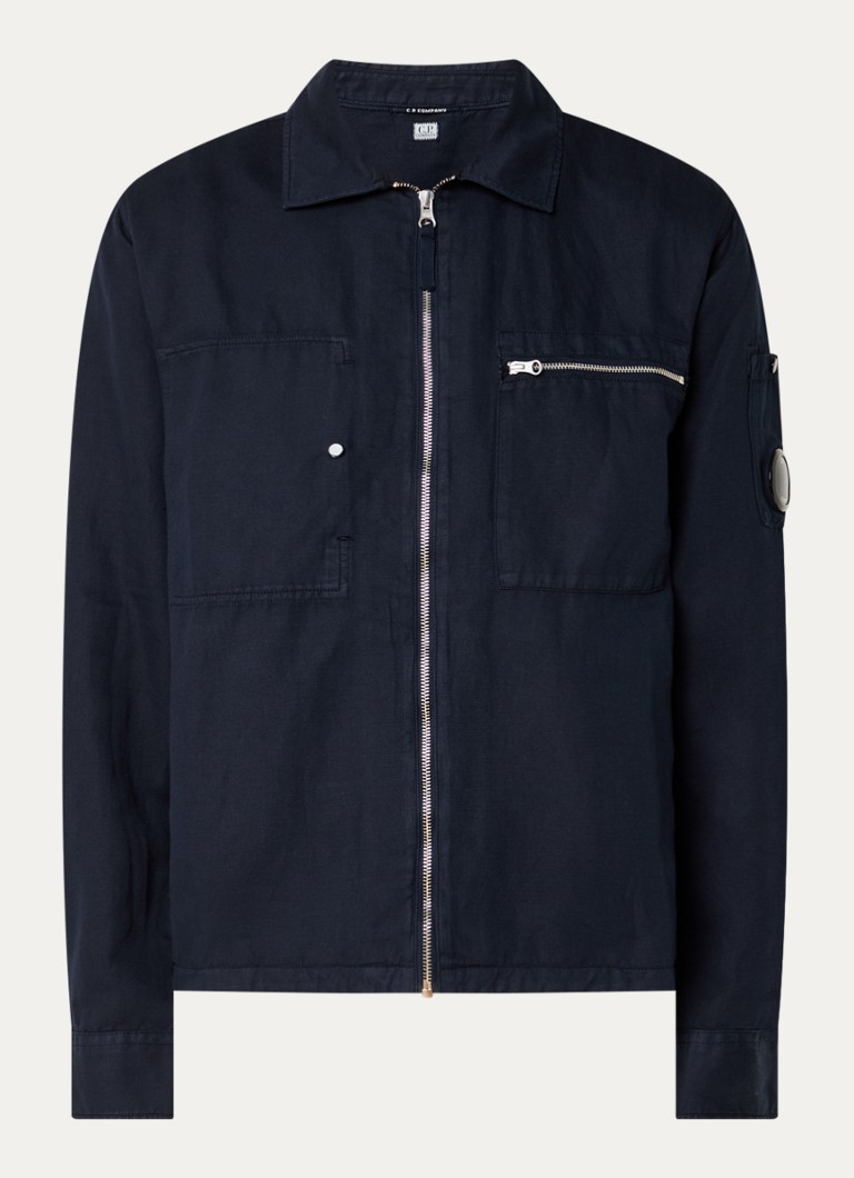 C.P. Company Heren Jack in linnenblend met steekzakken in de kleur Donkerblauw, maat: S