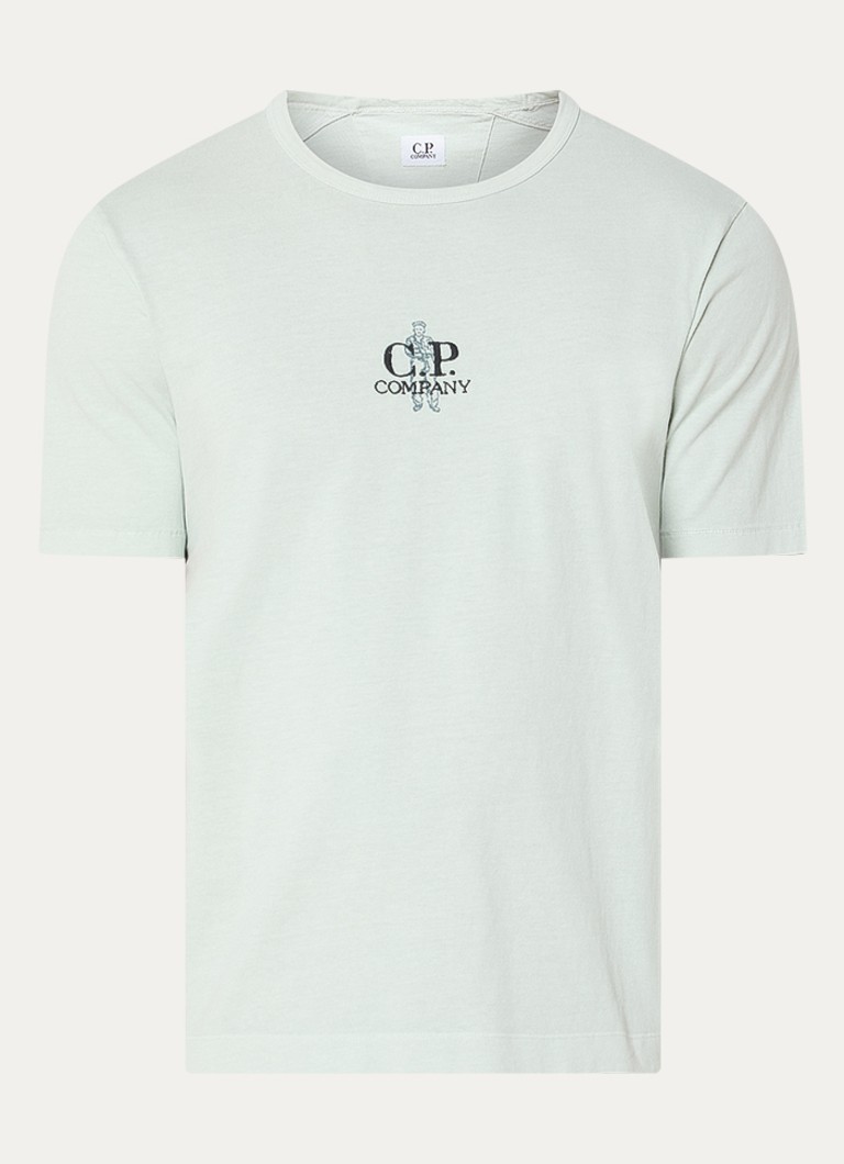 C.P. Company Heren T-shirt met logo- en backprint in de kleur Lindegroen, maat: L