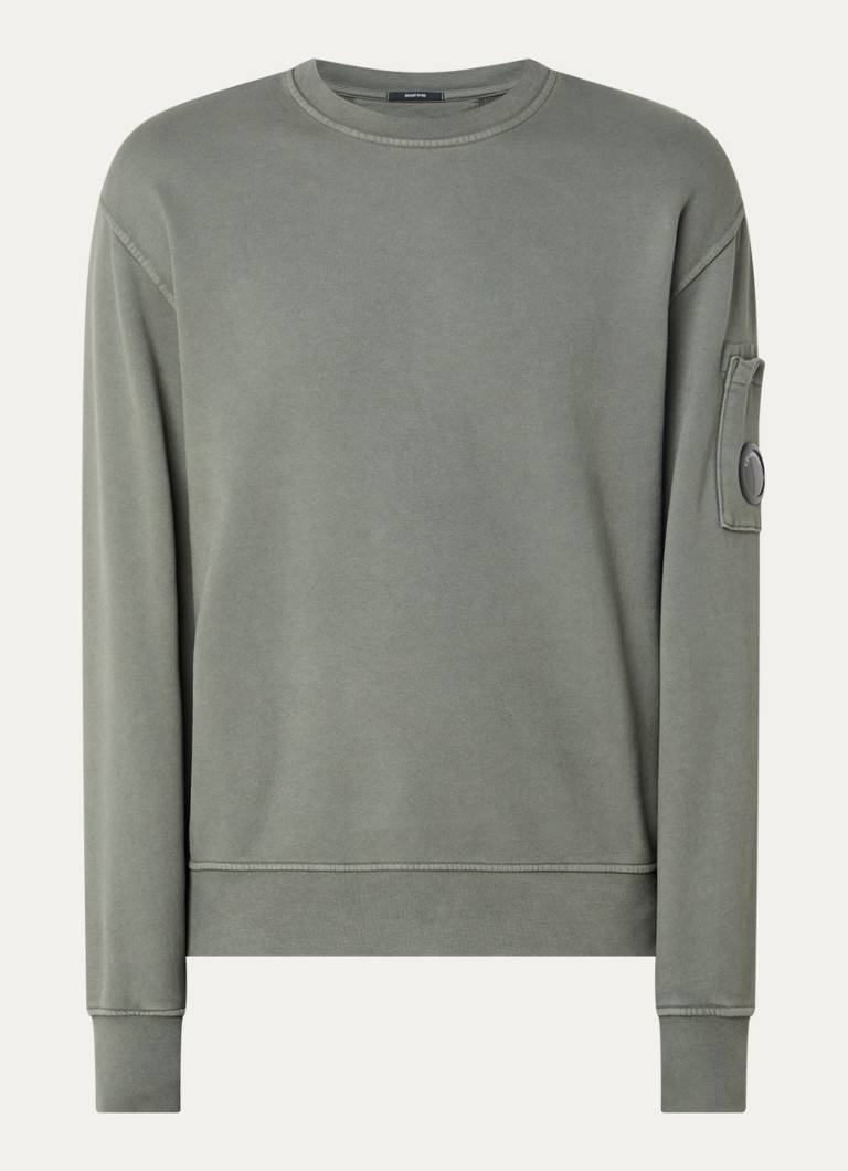 C.P. Company Heren Sweater met logo in de kleur Olijfgroen, maat: M