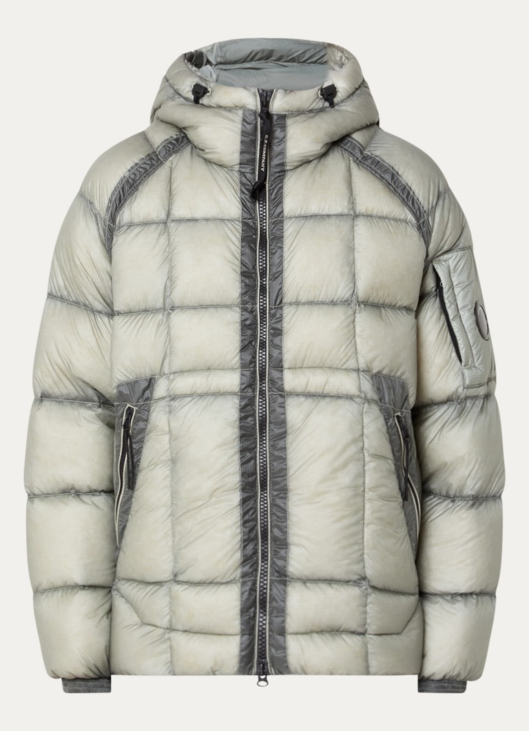 C.P. Company Heren Puffer jack met ritszakken en capuchon in de kleur Lindegroen, maat: M