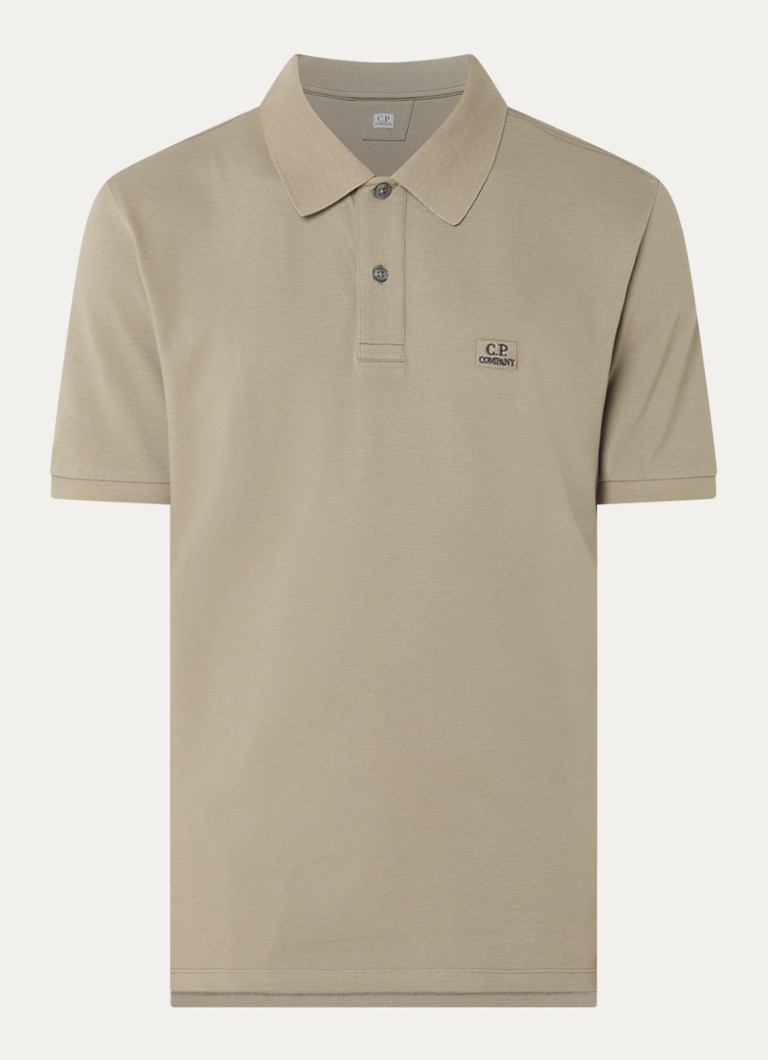 C.P. Company Heren Regular fit polo met logo in de kleur Taupe, maat: S