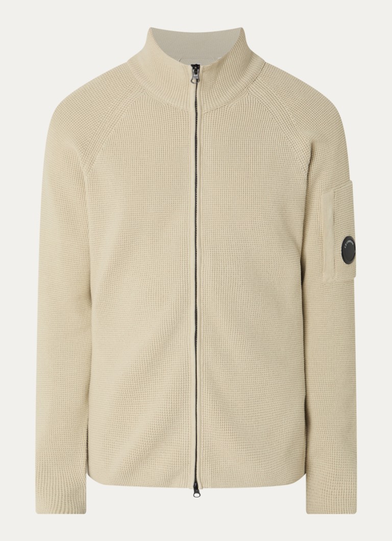 C.P. Company Heren Grofgebreid vest met opstaande kraag in de kleur Beige, maat: M