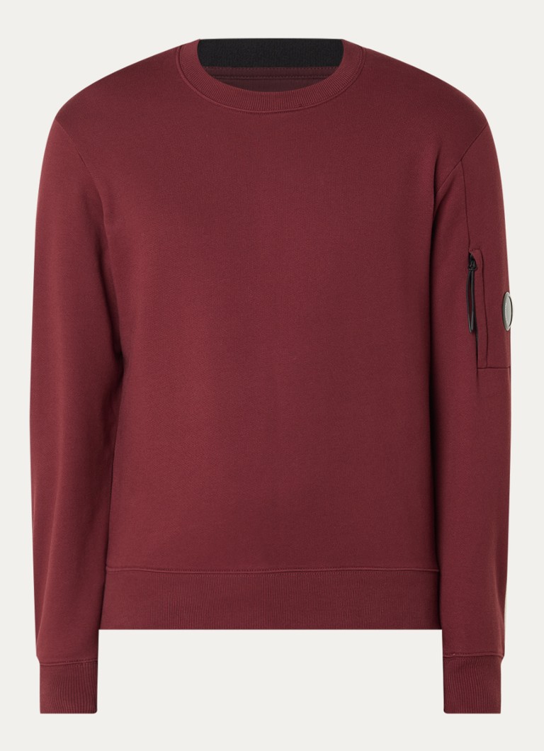 C.P. Company Heren Sweater met logo in de kleur Bordeauxrood, maat: XL