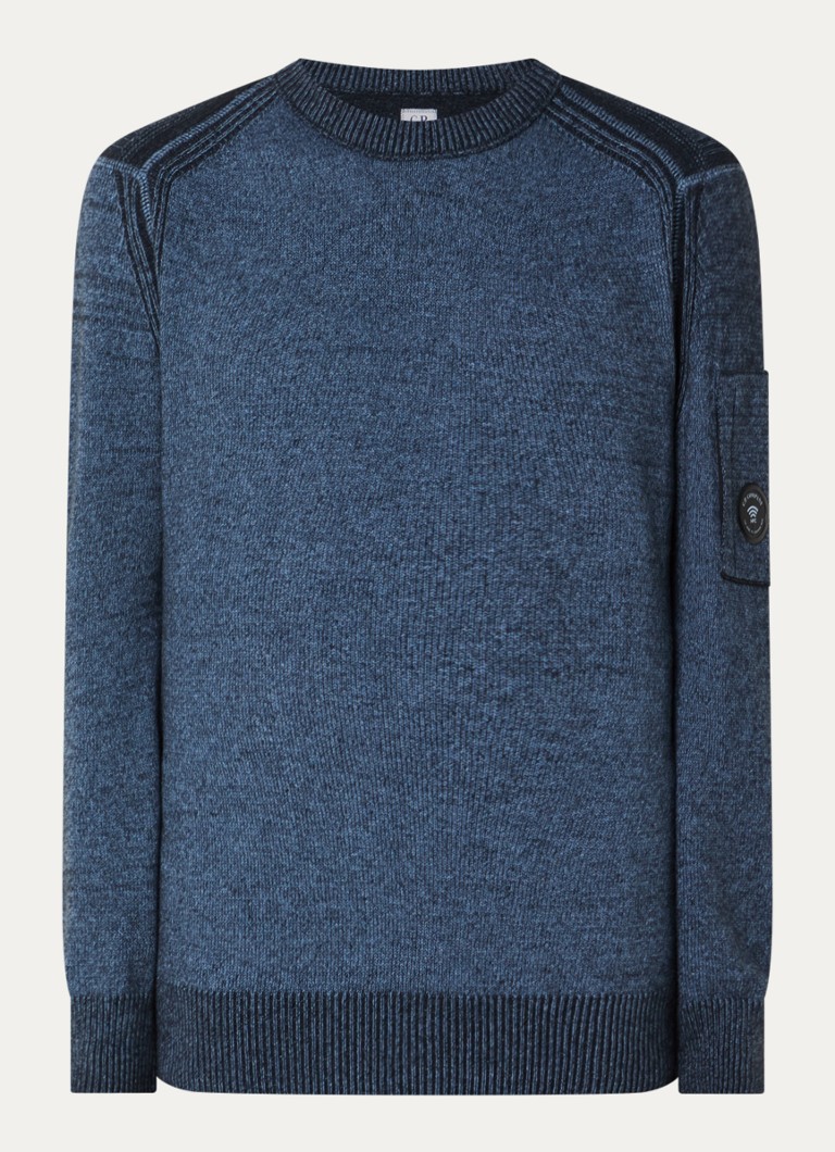 C.P. Company Heren Fijngebreide pullover in wolblend in de kleur Blauw, maat: M