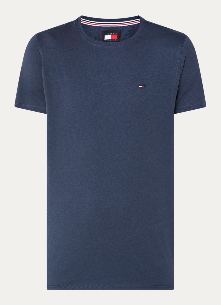Tommy Hilfiger Heren T-shirt met logoborduring in de kleur Donkerblauw