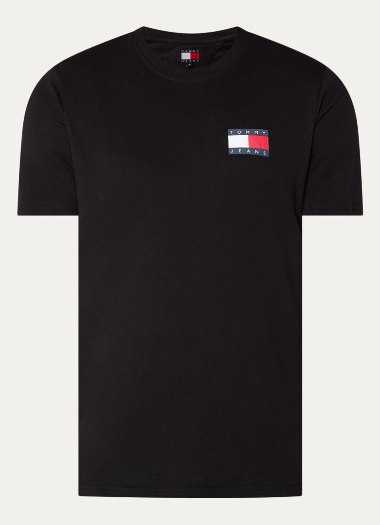 Tommy Hilfiger Heren T-shirt met logo in de kleur Zwart