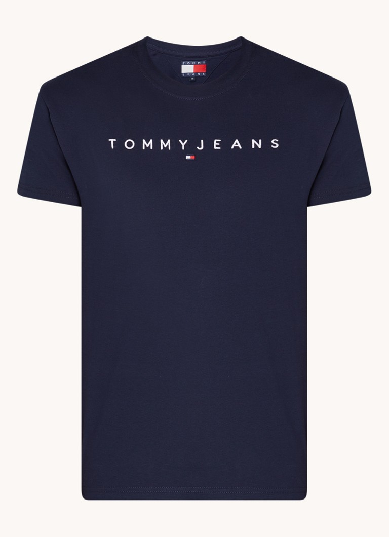 Tommy Hilfiger Heren T-shirt met logoborduring in de kleur Donkerblauw