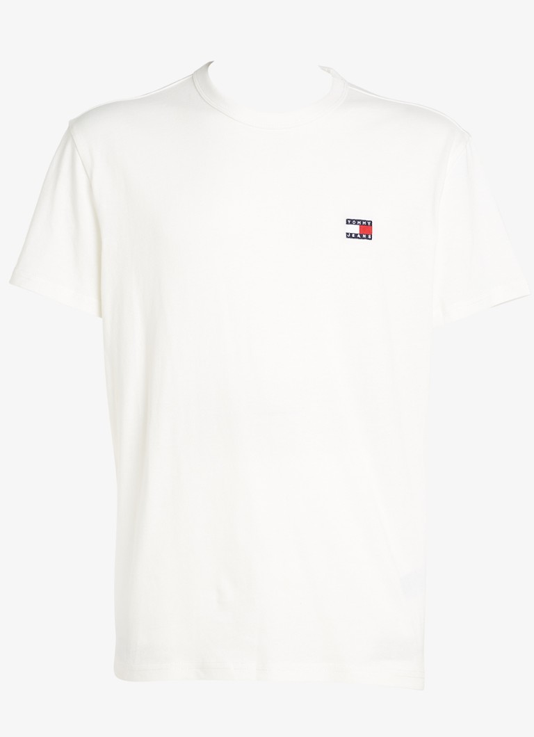 Tommy Hilfiger Heren T-shirt met logo in de kleur Gebroken wit