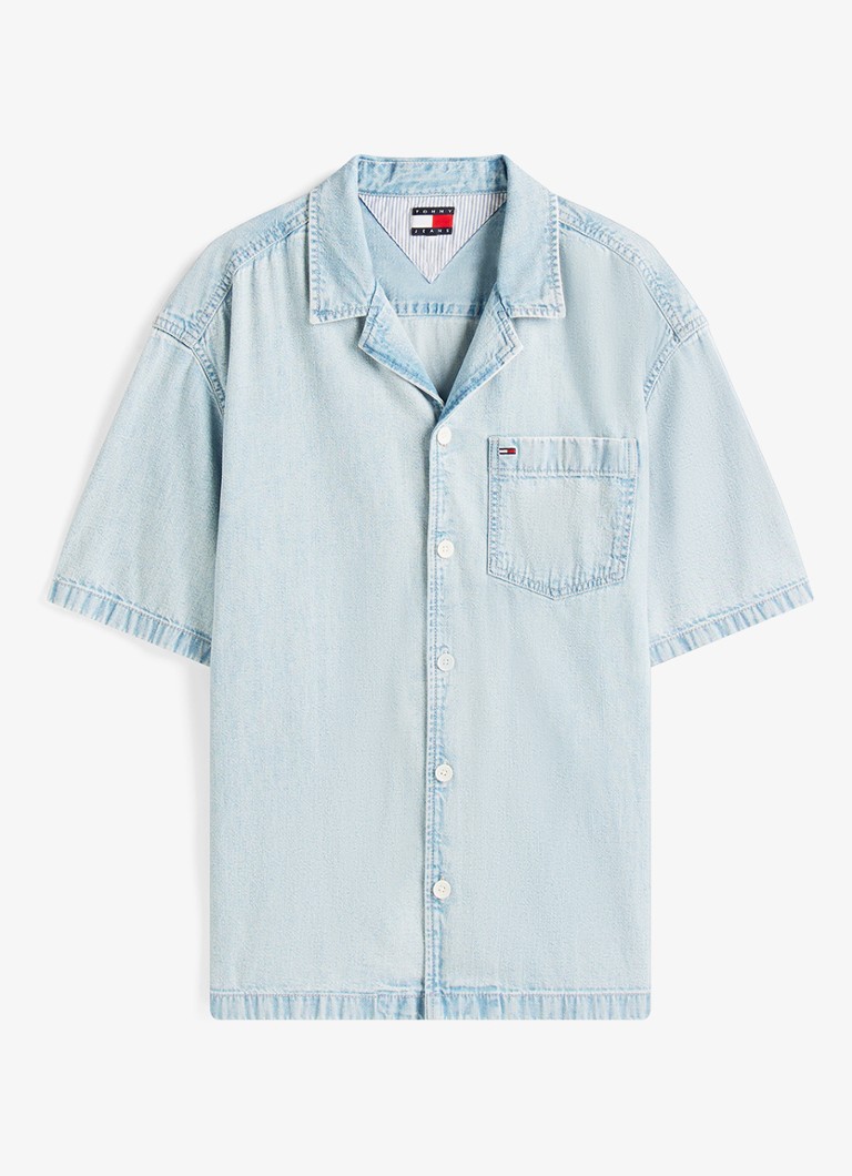 Tommy Hilfiger Heren Relaxed fit overhemd van denim met borstzak in de kleur Lichtblauw