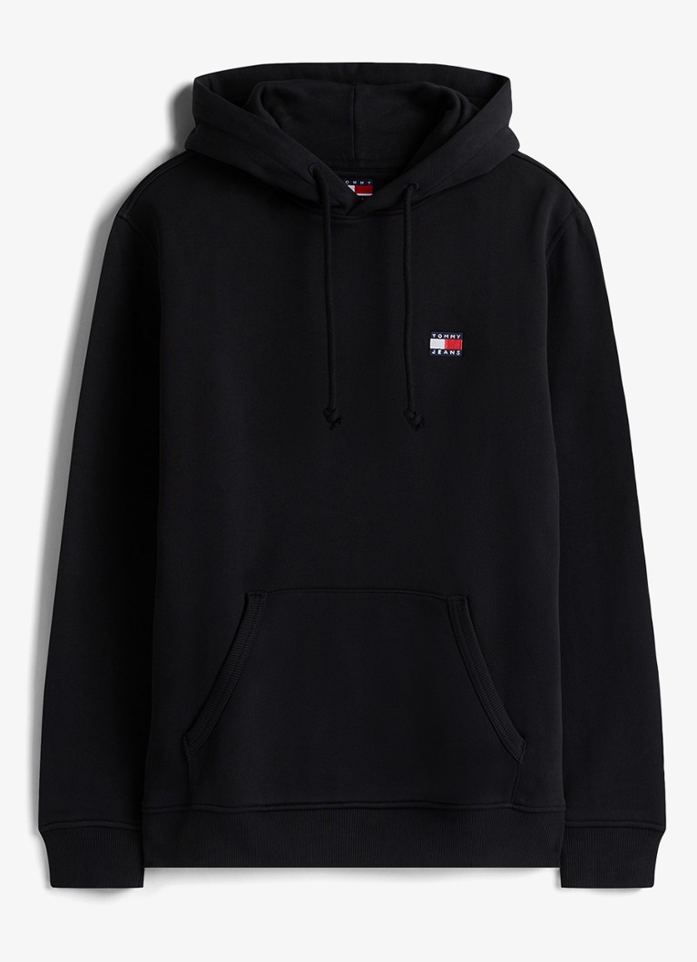 Tommy Hilfiger Heren Hoodie met logoborduring in de kleur Zwart