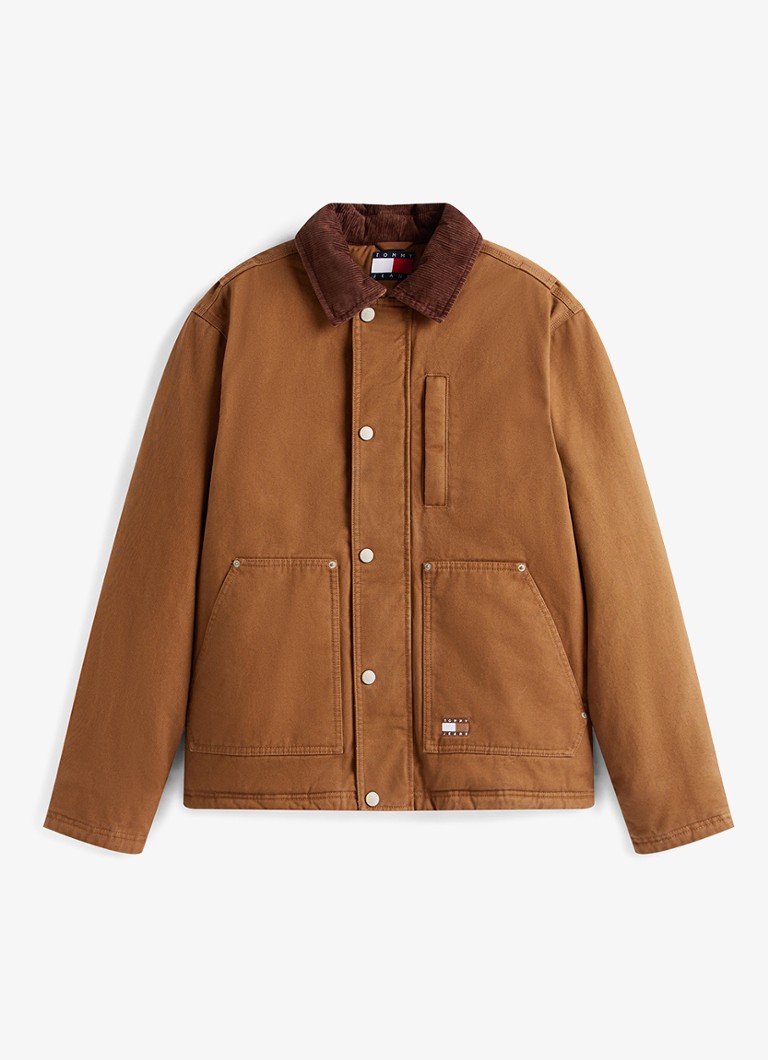 Tommy Hilfiger Heren Jack van corduroy met teddy voering in de kleur Oranjebruin