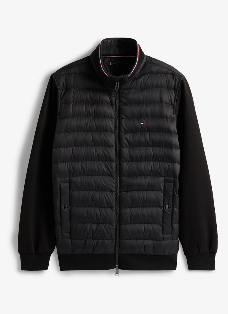 Tommy Hilfiger Heren Mixed Texture Quilted Zip-Thru Sweatshirt in de kleur Zwart