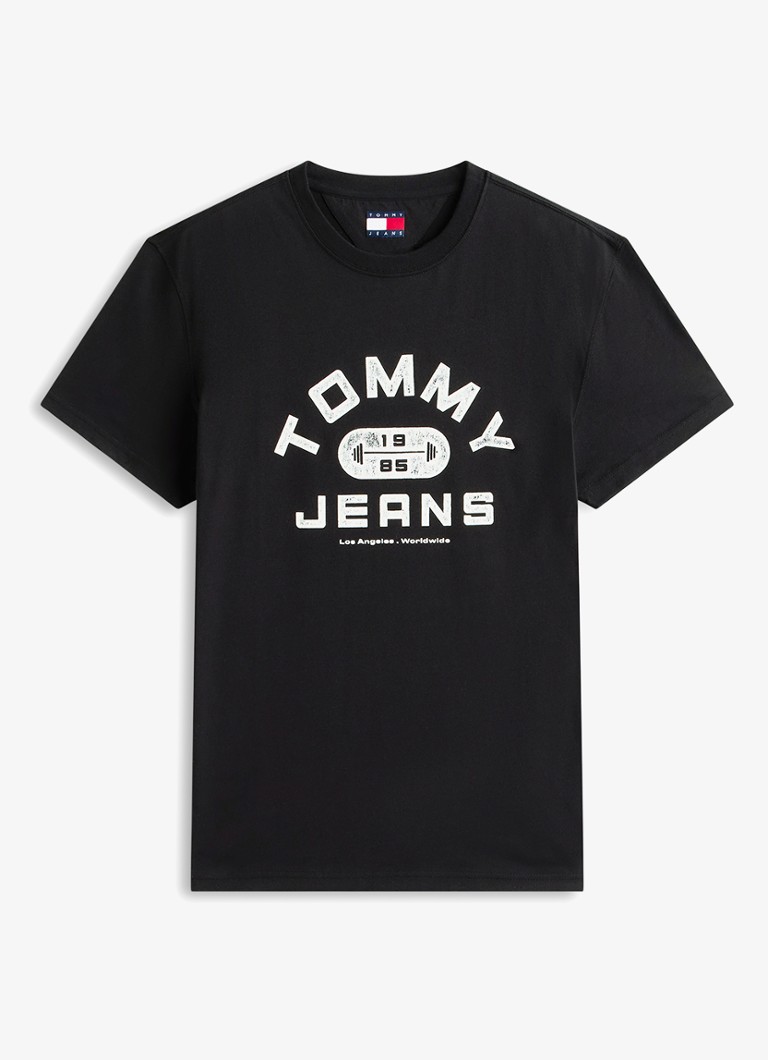 Tommy Hilfiger Heren T-shirt met logoprint in de kleur Zwart