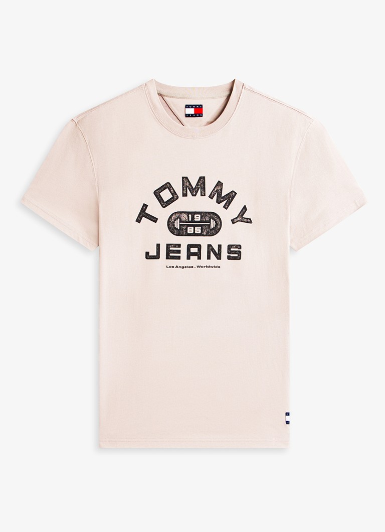 Tommy Hilfiger Heren T-shirt met logoprint in de kleur Oudroze