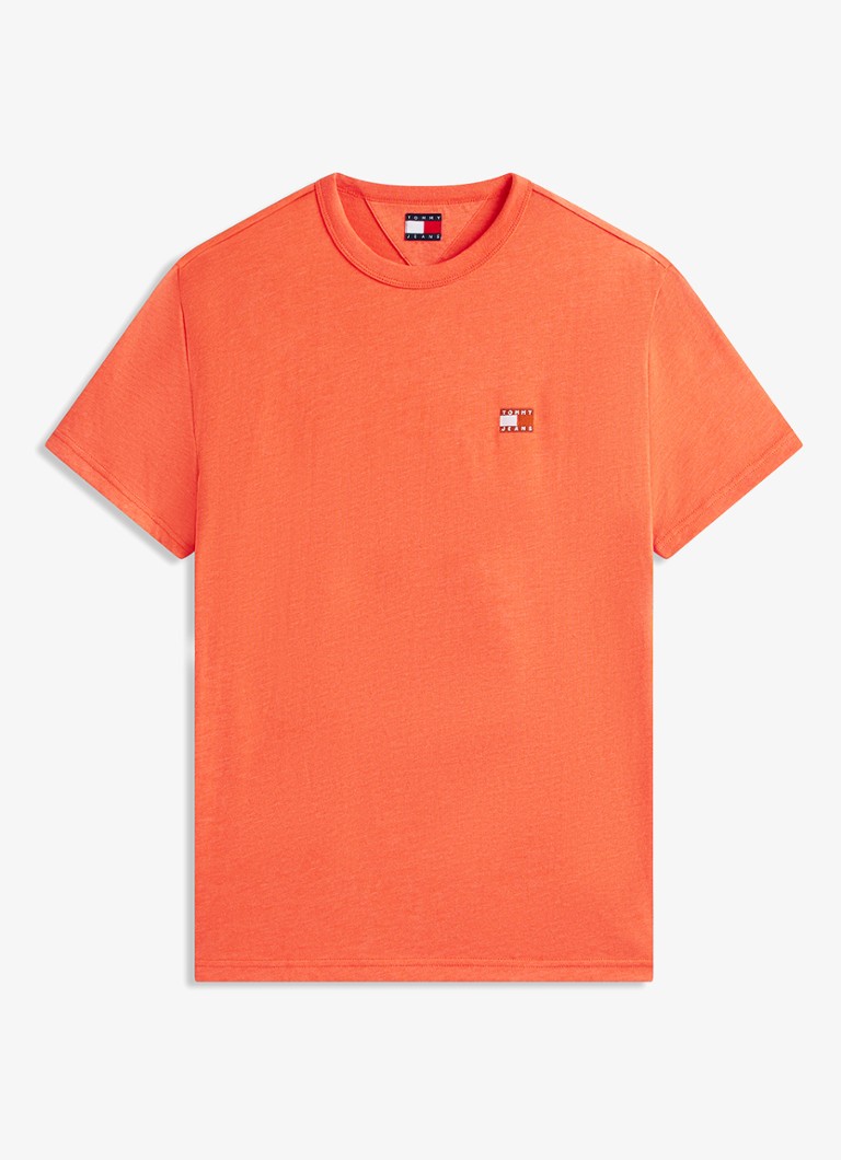 Tommy Hilfiger Heren T-shirt met logo in de kleur Oranje